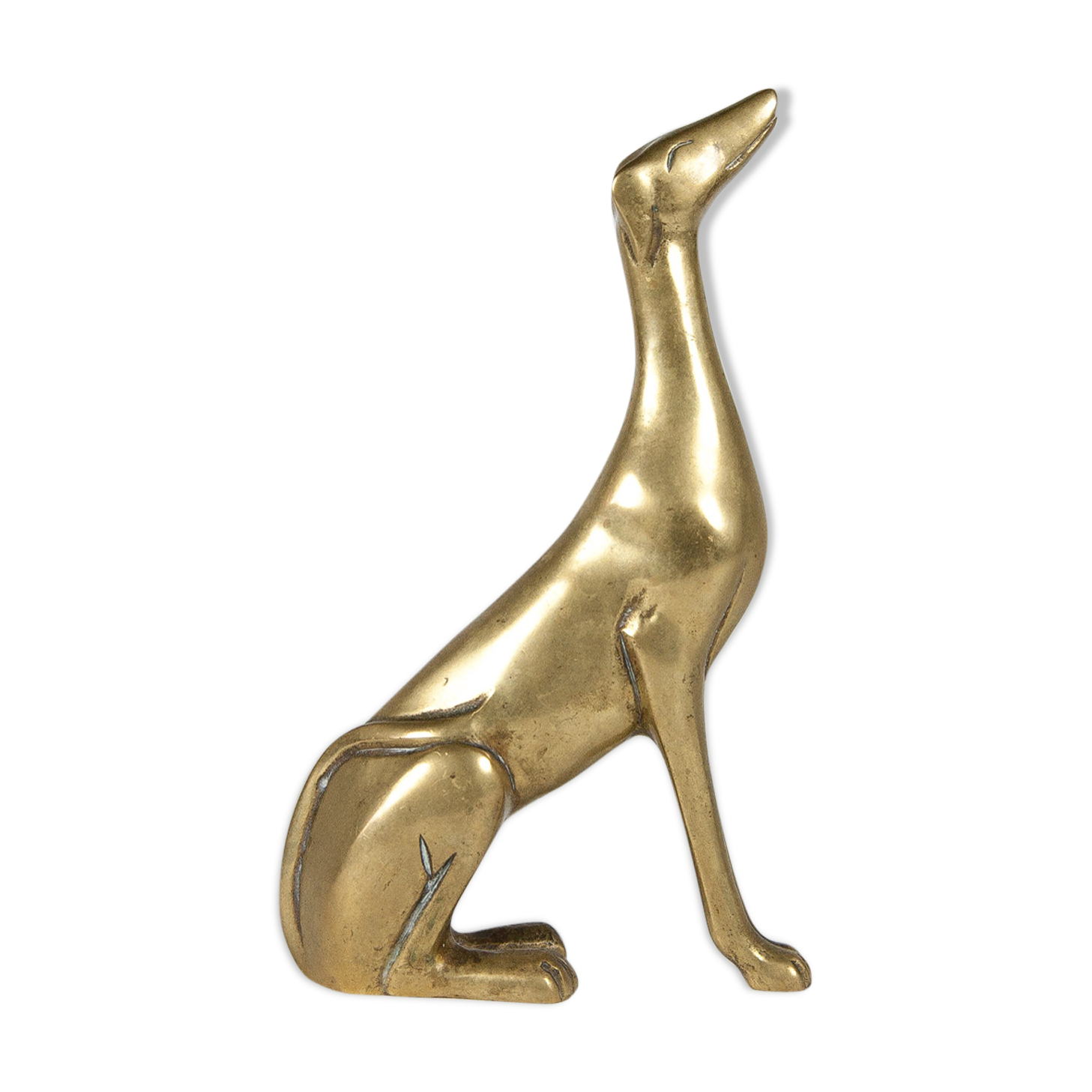 Figurine Sculpture Chien Greyhound oiseau sur holzsockel antique décoration en fonte 